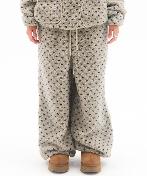FLEECE WIDE JOGGER PANTS BEIGE
