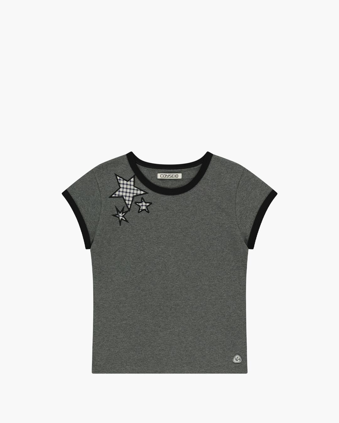 TRIPLE STAR RINGER TEE (DARK GREY)
