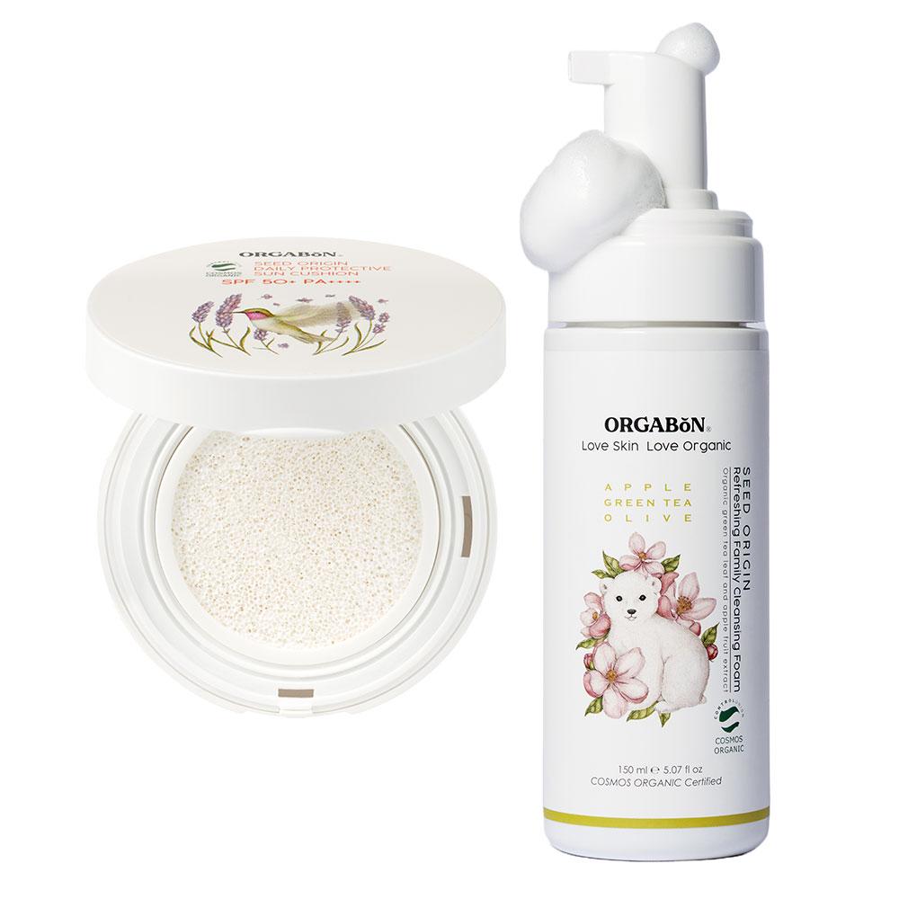 오가본 유기농 아기 선케어 세트 (선쿠션+클렌징폼), 150ml, 1개