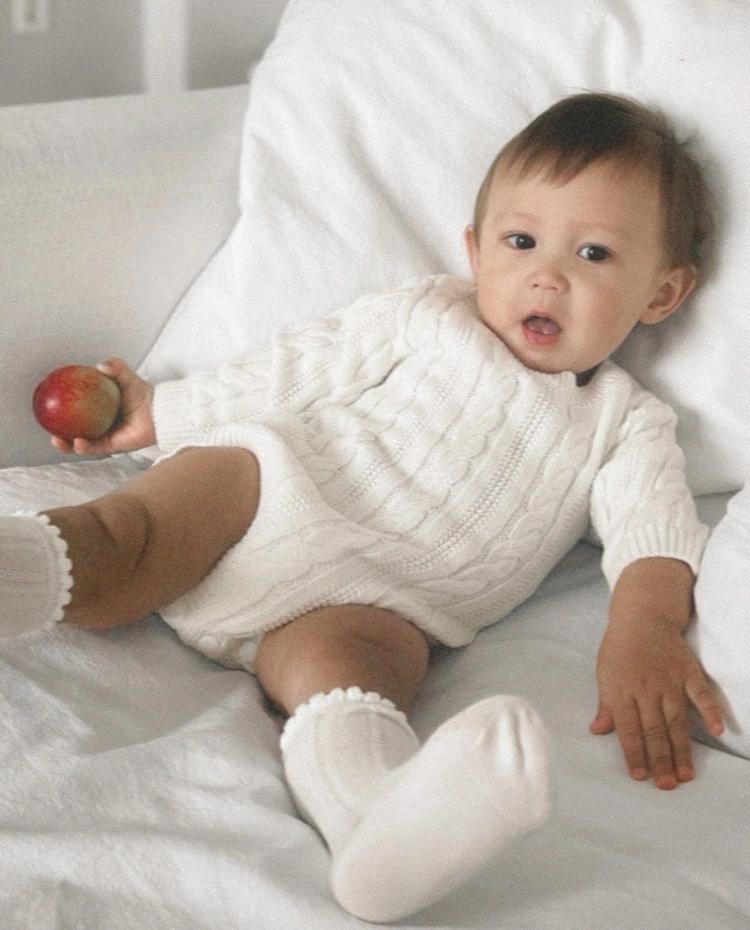 케이블 긴팔 순면 니트 바디수트