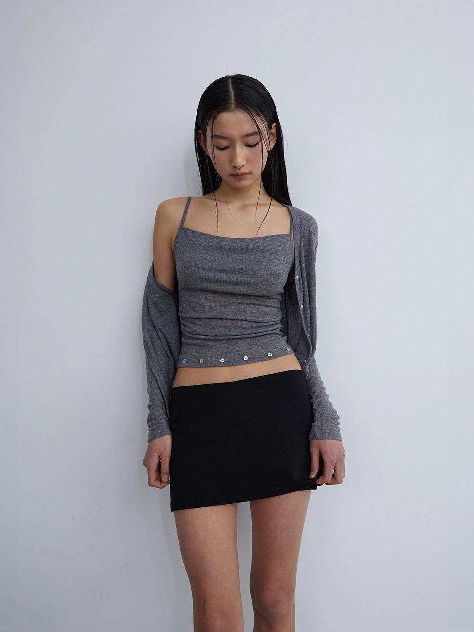 Shell Button Cardigan Set (grey)
