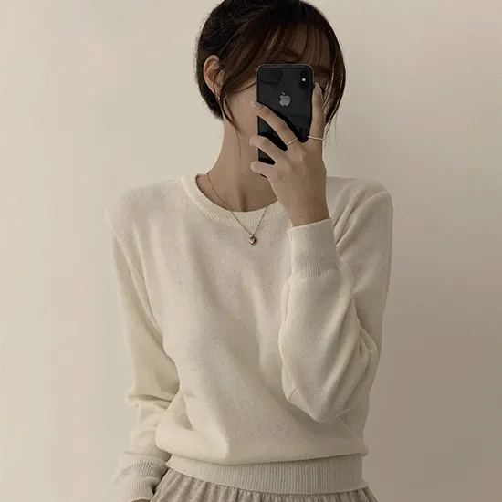 [겨울 필수템/폭닥] 데일리 레인보우 라운드 긴팔 오버핏 크롭 니트 스웨터, 봄옷