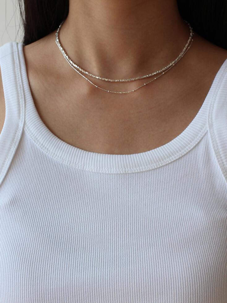 [SILVER 925] GLITTER PEBBLE NECKLACE (SILVER)
