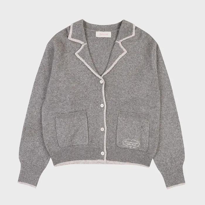 셀리 오버핏 카라 울 가디건 [CHARCOAL]