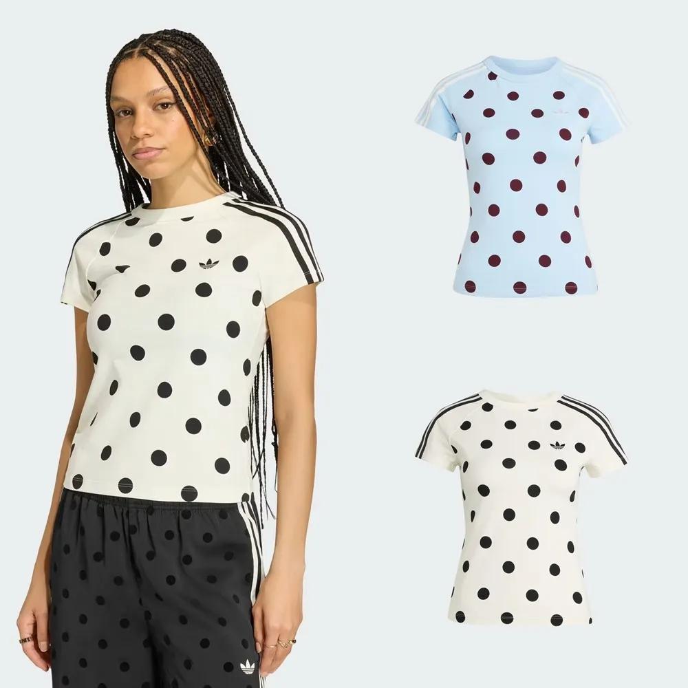 아디다스 폴카 도트 슬림핏 캘리 티셔츠 반팔티 오프화이트 KV1193 클리어 스카이 KV1192