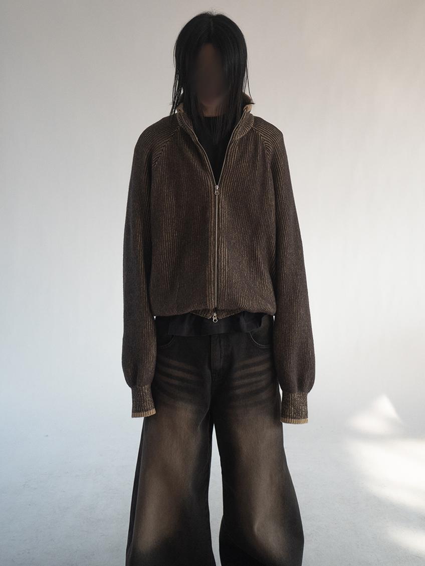 sustain knit zip up (3color)