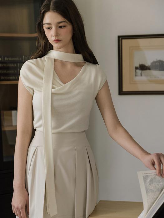 Tied cowl Ivory knit
