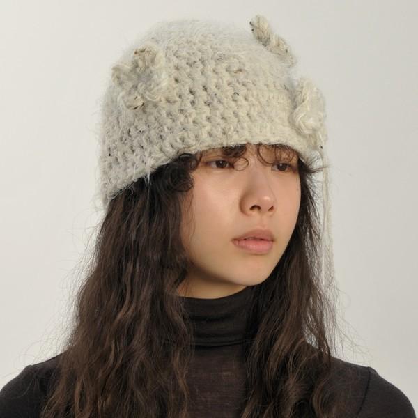 Hairy Knit Beanie - Light Grey