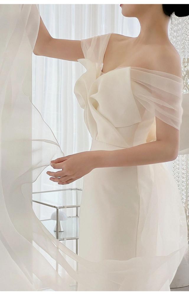 셀프 웨딩드레스 2부 드레스 리본 탑 야외촬영 머메이드 제주 드레스