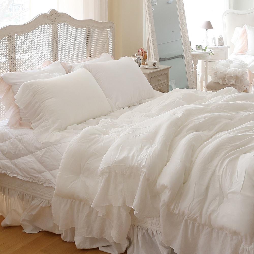 메종드파리 차렵이불세트 프릴모달 화이트, 부드러운 사계절 프릴 베딩 Q사이즈 (솜 별도)