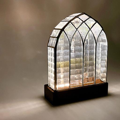 스테인드글라스 로만클리어 원목 led 무드등 조명 램프