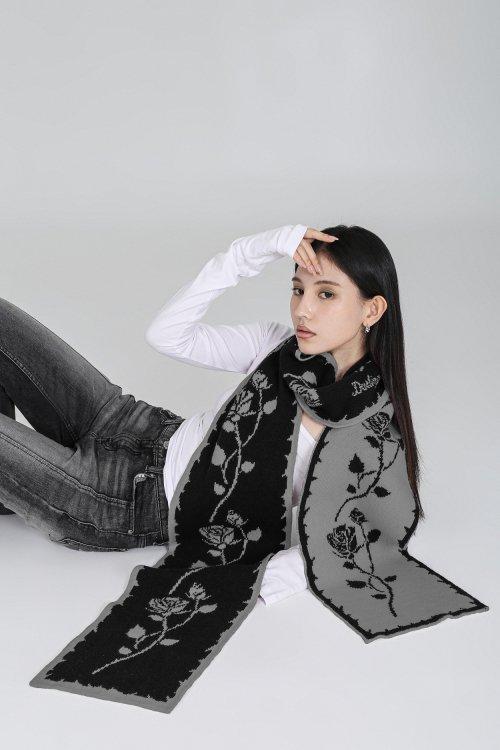 ROSE JACQUARD SCARF #BLACK
