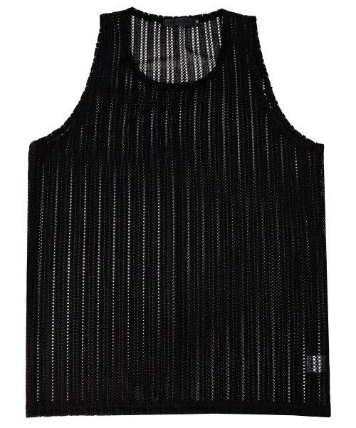 시스루 크래프트 니트 슬리브리스 블랙