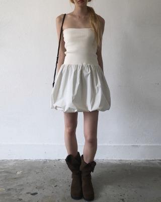 creamy balloon top dress (2color)