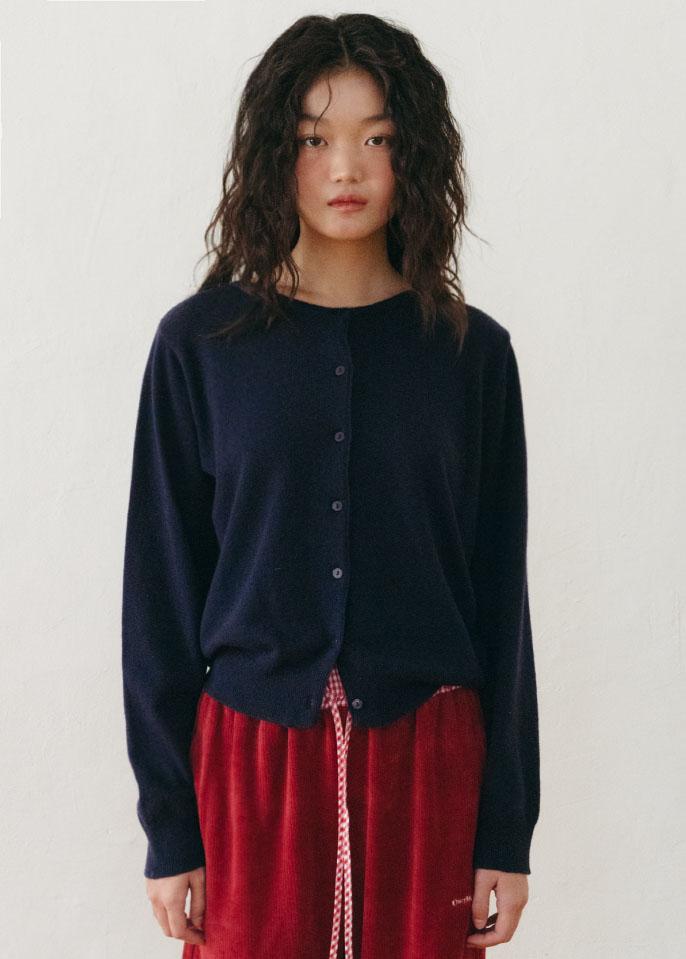 [NEW COLOR] ORGANZA LABEL CASH CARDIGAN - NAVY
