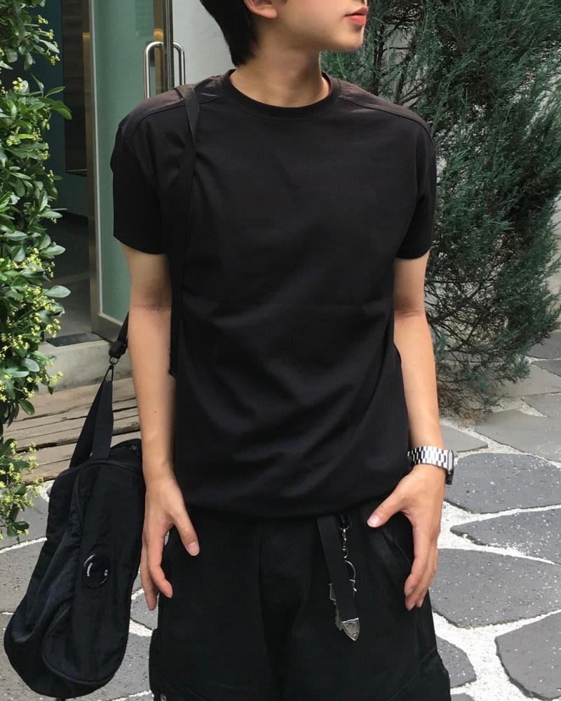 레귤러핏 라인 하프 티셔츠 3C