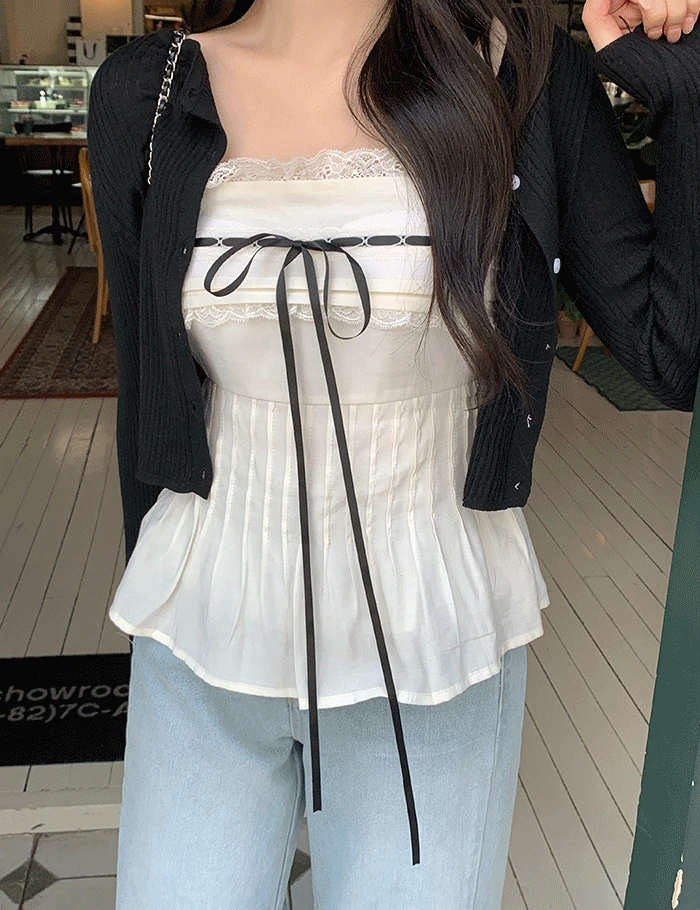 [ 흘러내림X ] 낫띵 리본 튜브탑 (1color)