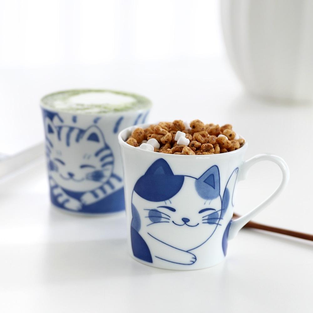 블루네코 도자기 머그