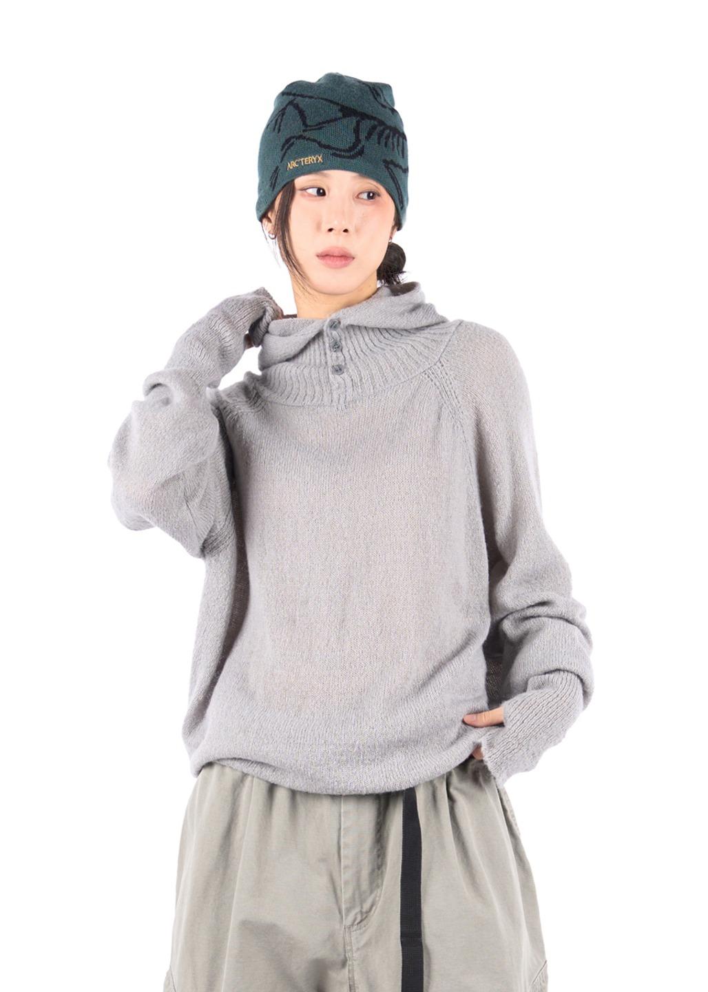 MOHAIR HOOD BUTTON KNIT