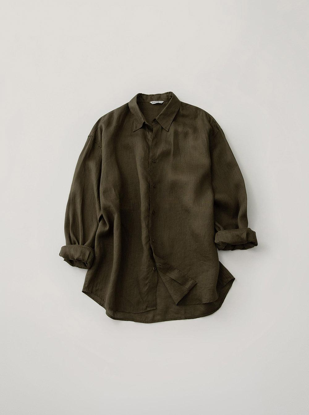 FRENCH LINEN SHIRT_OLIVE