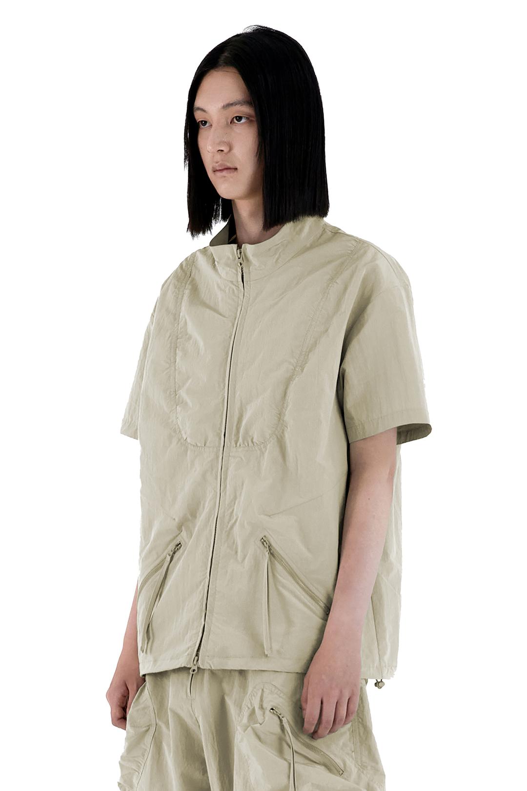 CURVED PUCKERING SHIRT BEIGE