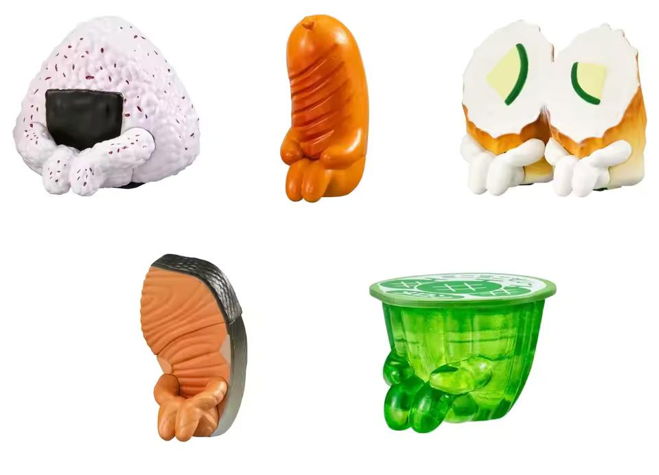 Original capsule toys kawaii Machiboke bento case part 3 Red shiso rice ball Wiener Chikuwa Rolls Jelly sitting figures gasha
