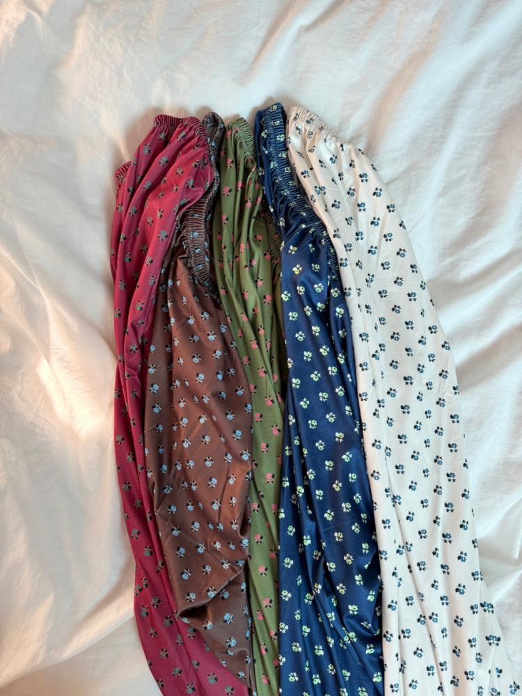 (3종) 신축성 좋은 스판 플라워 하트 여성 잠옷바지 홈웨어바지 파자마바지