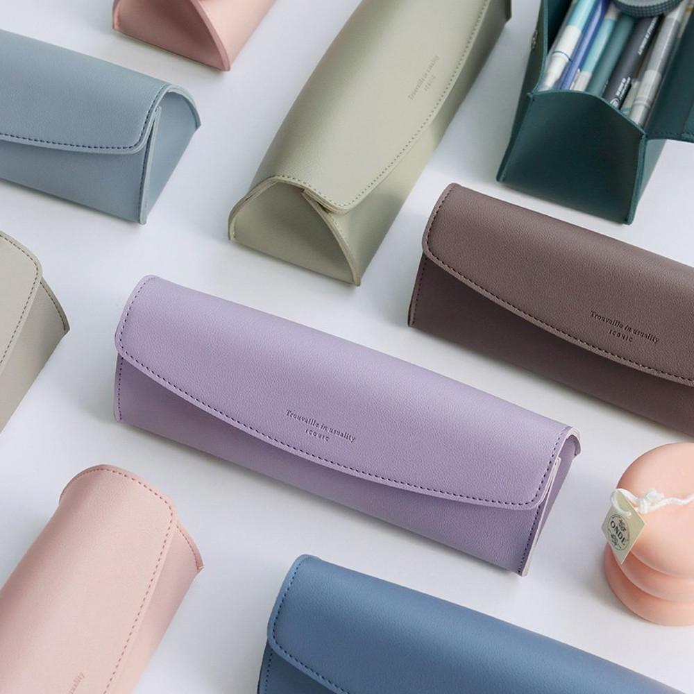 자석스냅 필통 인조가죽 삼각 펜슬케이스