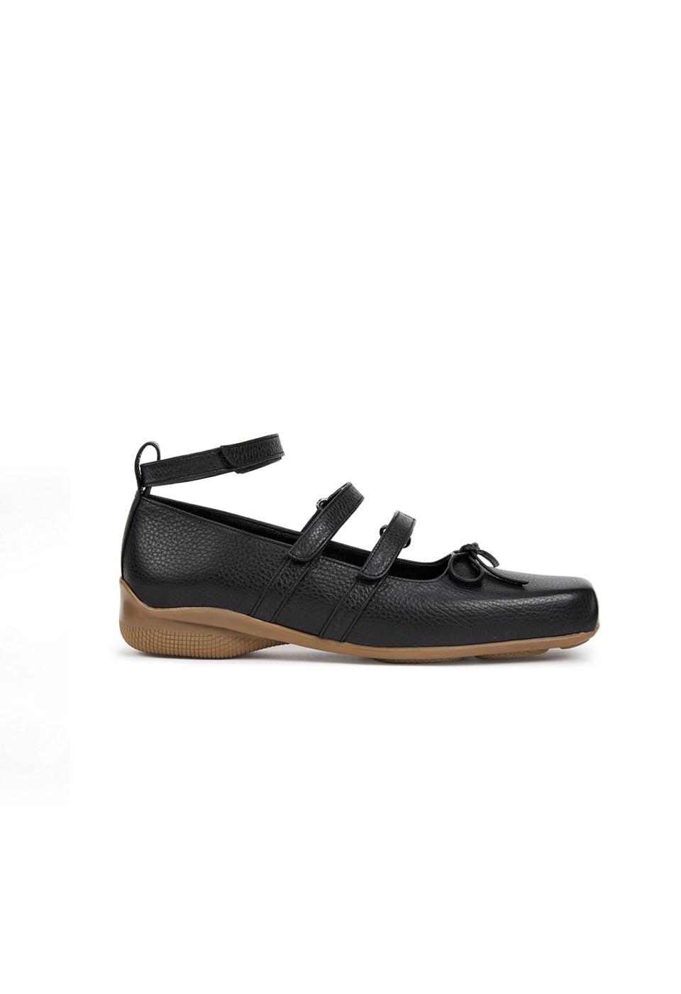 STRAP BALLET FLAT, BLACK