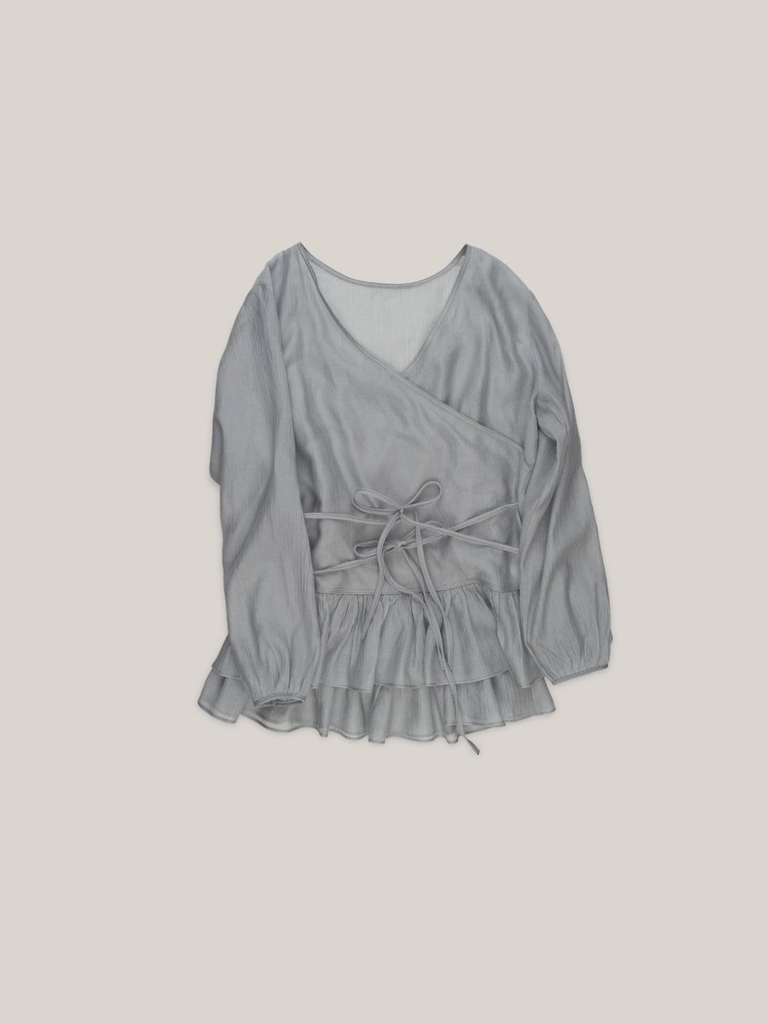 FRILL BLOUSE SET-UP  [ PALE BLUE ]