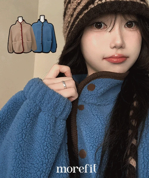 [포근,따숩🩵/아방핏] 뽀용 스냅 버튼 똑딱이 양털 하이넥 후리스 긴팔 점퍼 2colors