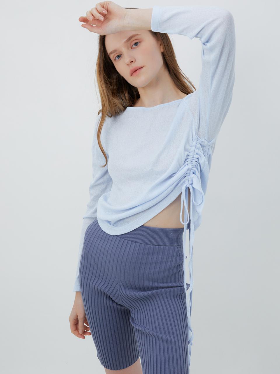 drawstring ballet long sleeve (sky)