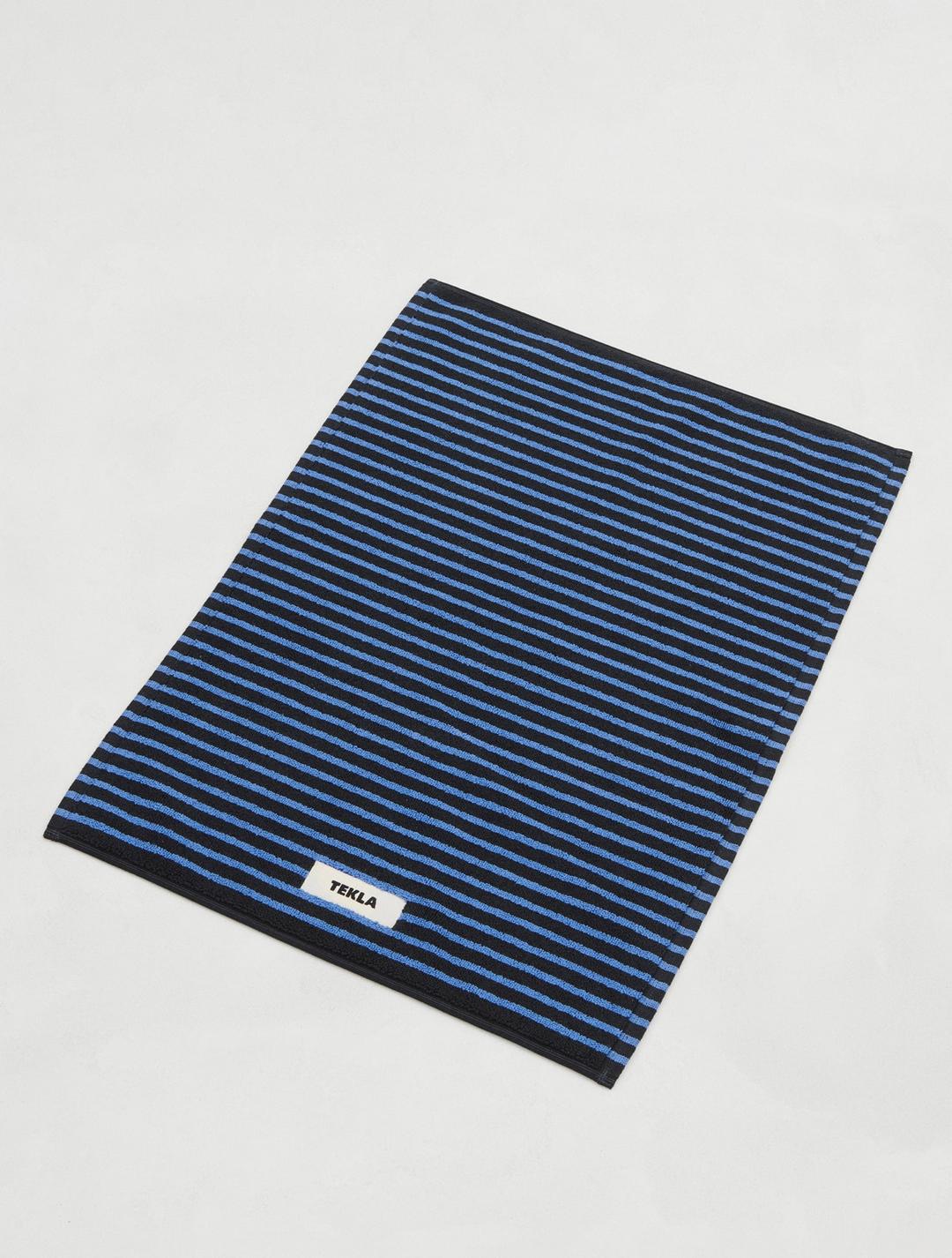 Bath Mat - Black & Blue Stripes