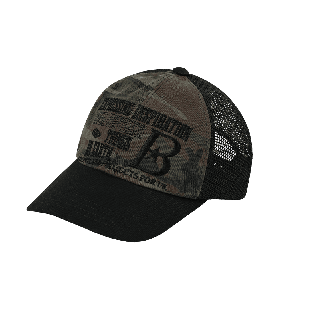 BAUF B Logo Mesh Ball Cap Camo Black