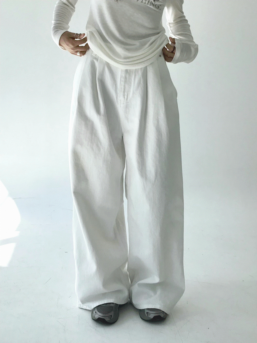 맥시 핀턱 와이드 투턱 코튼 면팬츠