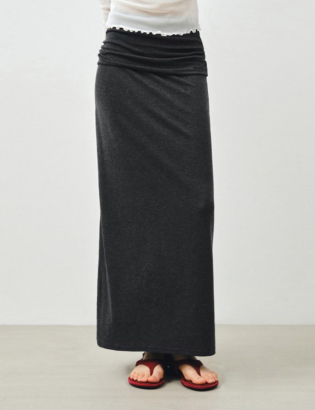 폴더블 밴딩 롱 스커트 차콜 MDSK034CHARCOAL