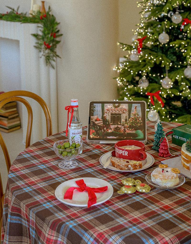 크리스마스 홀리데이 체크 식탁보 테이블보 4size 4컬러