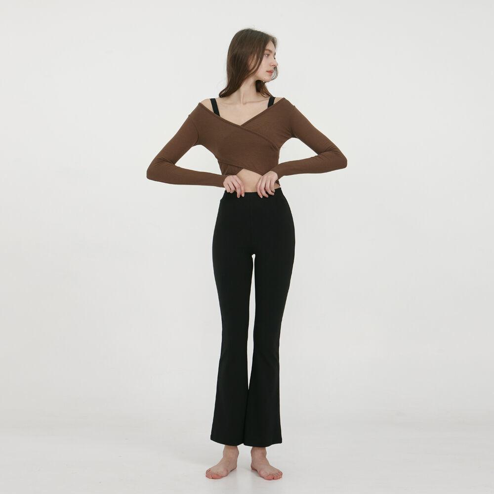 여성 요가복 DEVI-B0060-블랙 필라테스 리사이클 코튼 부츠컷 팬츠