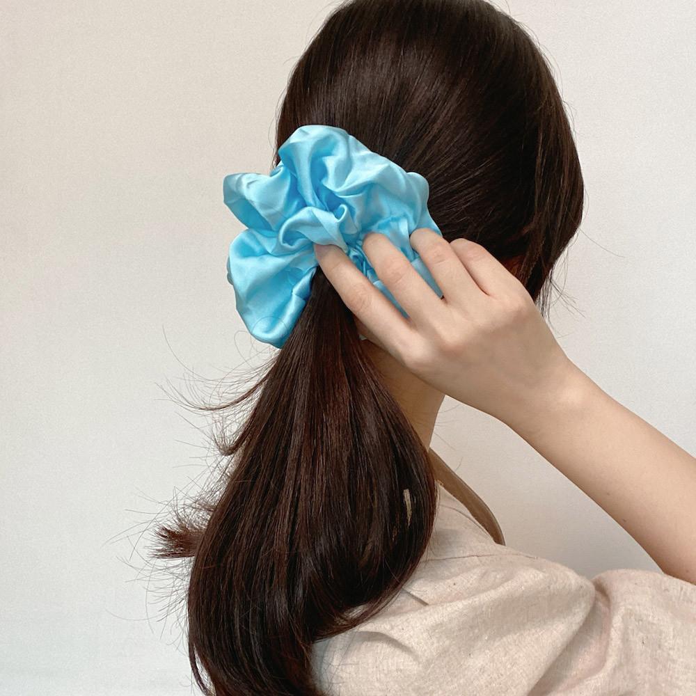 빅 사이즈 새틴 슬립 왕 곱창 밴드 머리끈 스크런치 (4컬러)