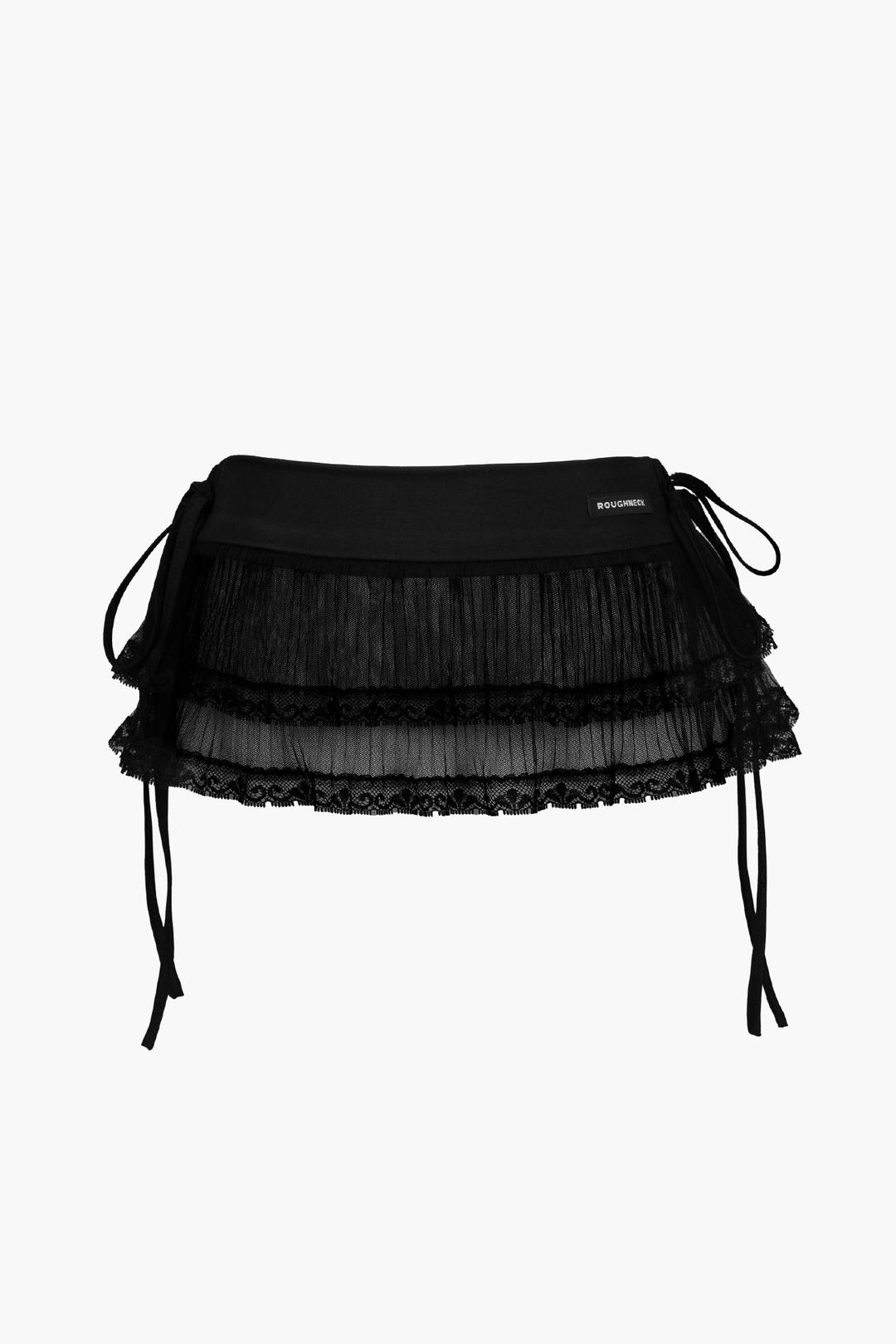 LACE LAYERED SKIRT BLACK