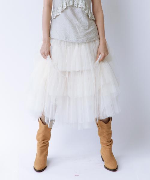 볼륨 튤 스커트 아이보리
