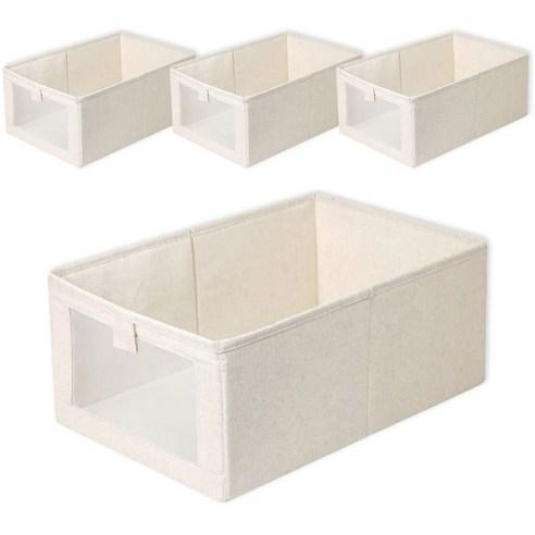 긱보드 패브릭 폴딩 수납 정리함 대형, 아이보리, 39.5*26.5*..., 4개