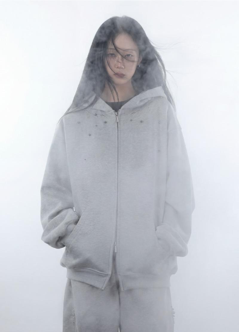 고스트 본 링크 후드집업 그레이