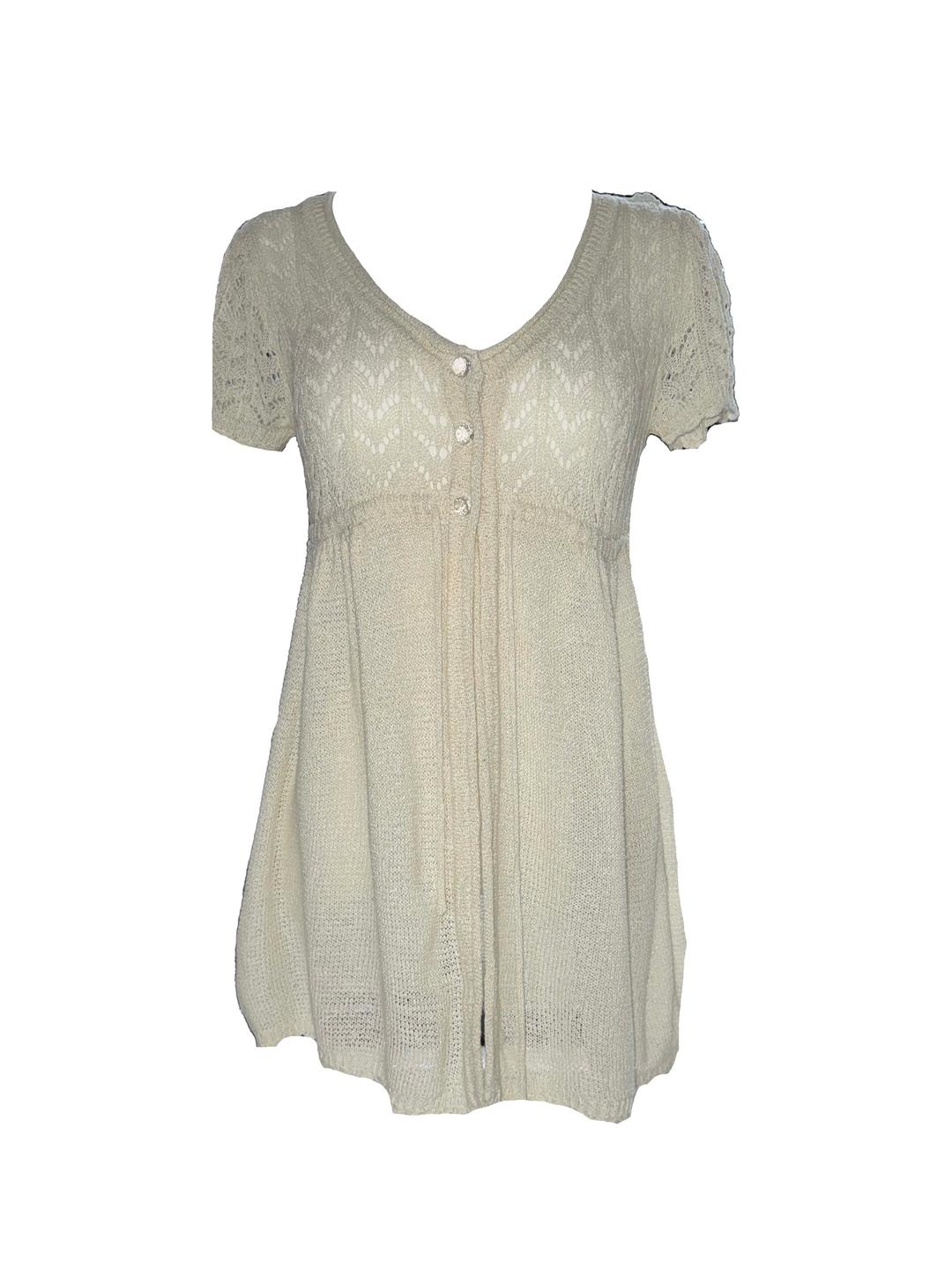 Ivory Lace Knit Babydoll Top