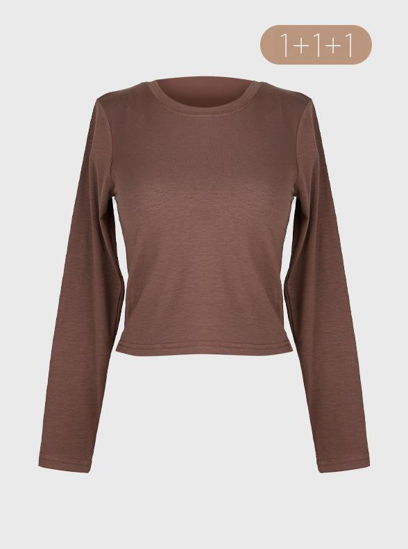 [1+1+1] 소프트워싱 세미크롭 긴팔 티셔츠