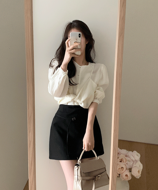 퍼빗 하몽 레이어드 꼬임 블라우스 - 3color