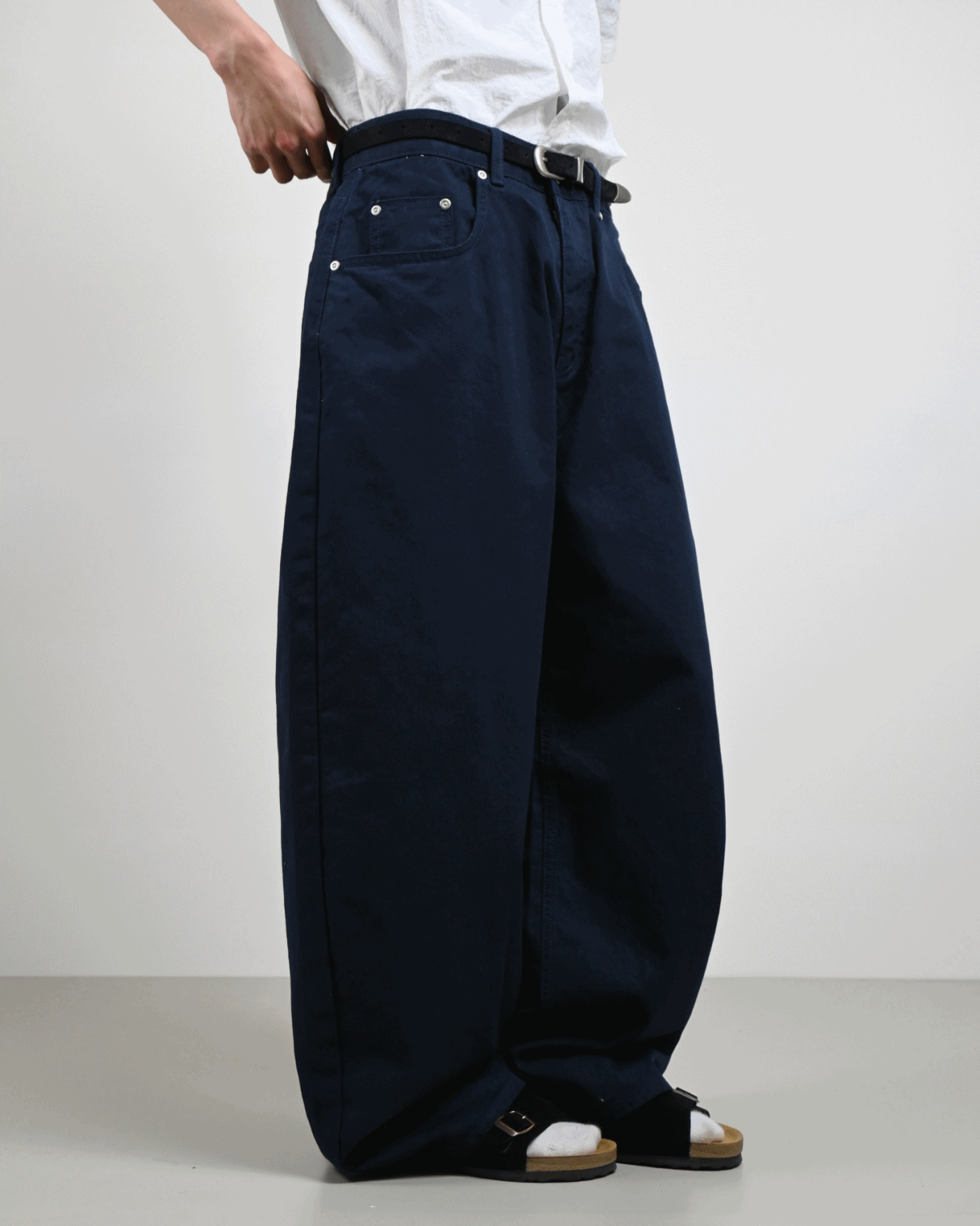 twill wide cotton pants