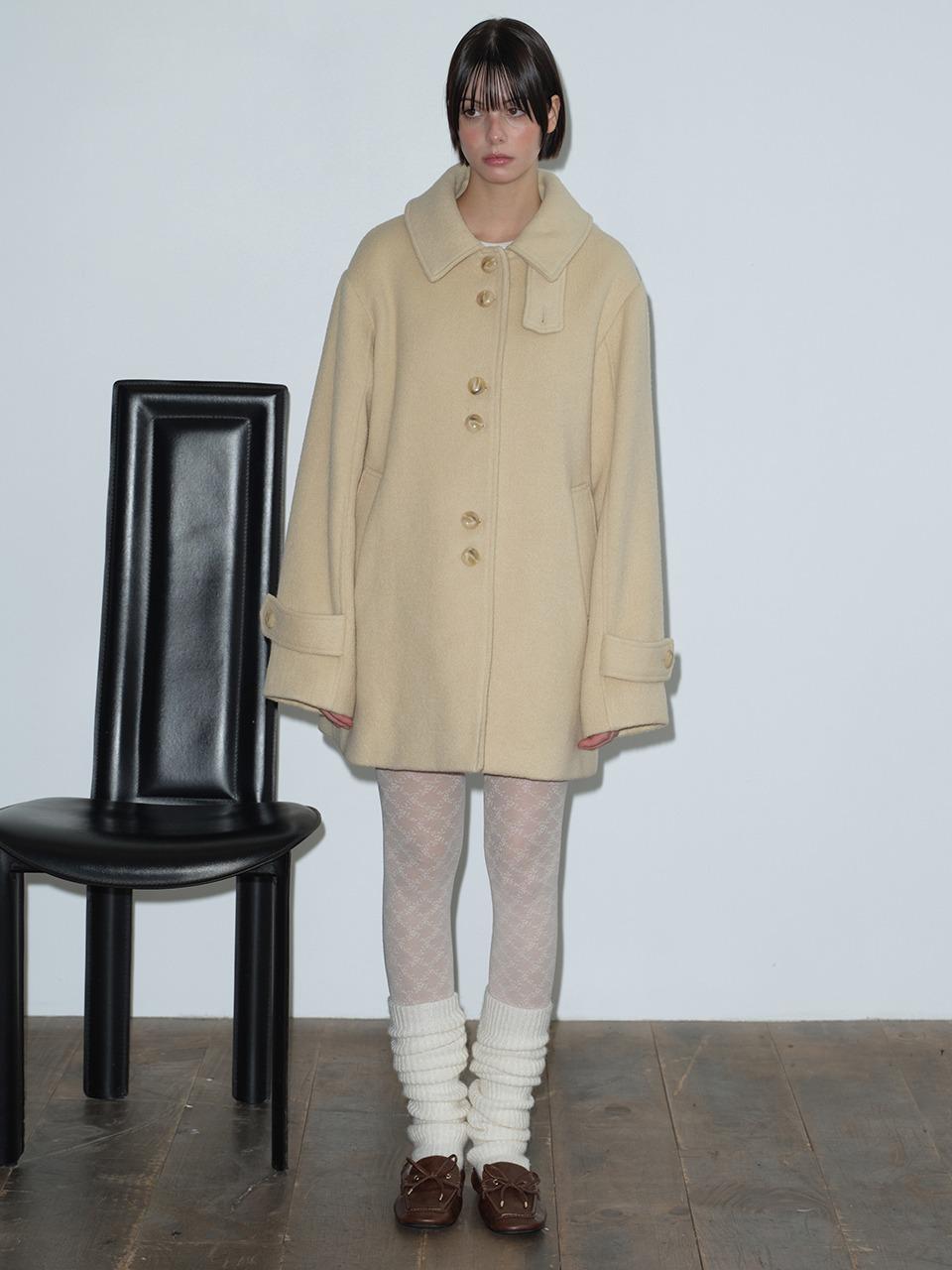 BOUCLE HALF COAT (BUTTER)