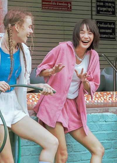 테리 셋업 반팔 셔츠 핑크 - imclaire