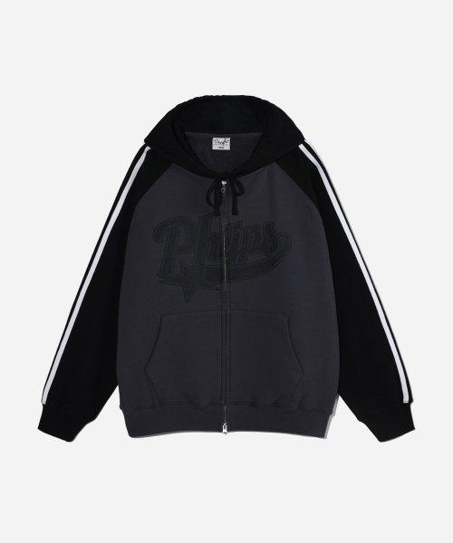PHYPS® STAR TAIL COLOR BLOCK HOODIE ZIP UP BLACK